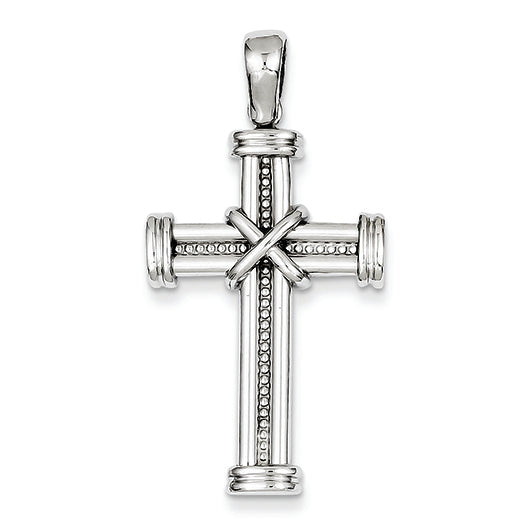 14K White Gold Latin Cross Pendant