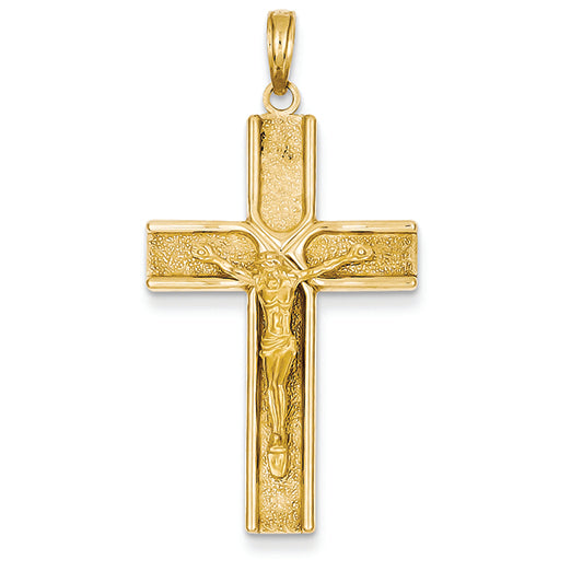 14K Gold Satin Finish Crucifix Pendant