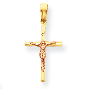 14K Gold Two-tone Crucifix Pendant
