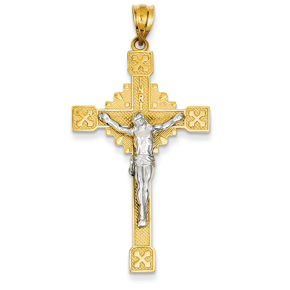 14K Gold Two-tone Crucifix Pendant