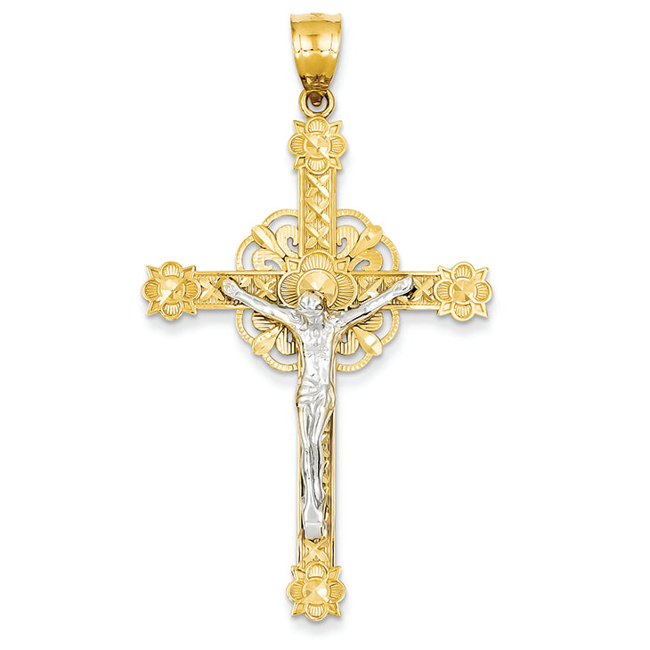 14K Gold Two-tone Celtic Crucifix Pendant