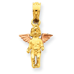 14K Gold Two-tone Small Guardian Angel Pendant