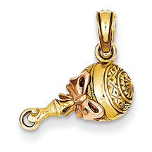 14K Gold Two-tone Baby Rattle Pendant