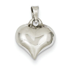 14K White Gold Puffed Heart