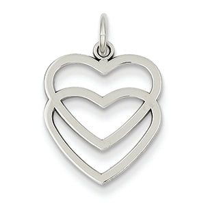 14K White Gold Double Heart Charm