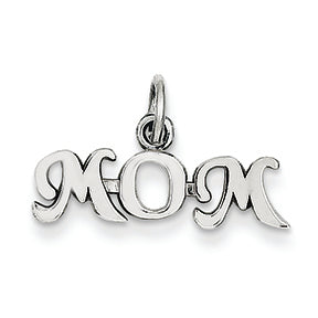 14K White Gold Mom Charm