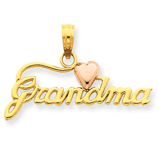 14K Gold Two-tone Grandma with Heart Pendant