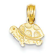 14K Gold Textured Mini Turtle Pendant