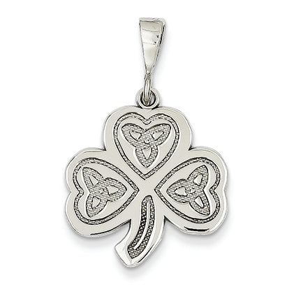 14K White Gold Trinity Clover Pendant