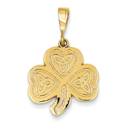 14K Gold Trinity Clover Pendant