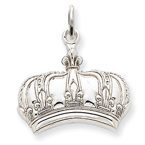 14K White Gold Fleur De Lis Crown Charm
