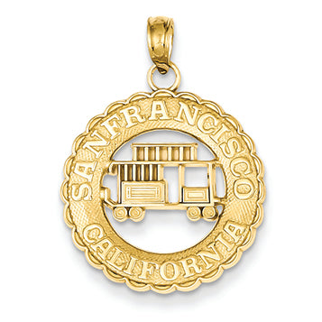 14K Gold San Francisco California Cable Car Pendant