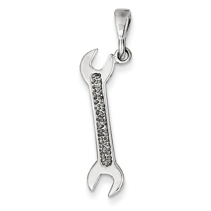 14K White Gold Wrench Pendant