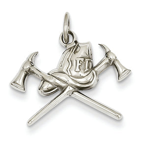 14K White Gold Fire Department Charm