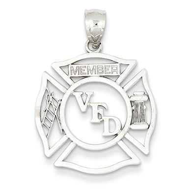 14K White Gold VFD Member Shield Pendant