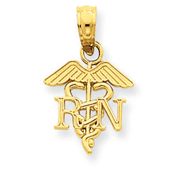 14K Gold RN Caduceus Pendant