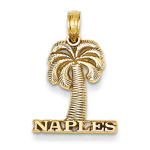 14K Gold Naples Palm Tree Pendant