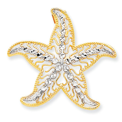14K Gold and Rhodium Diamond-cut Starfish Slide