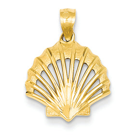 14K Gold Satin and Polished Shell Pendant