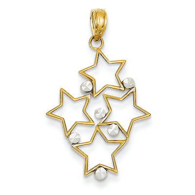 14K Gold Two-tone Diamond-cut Star Cluster Pendant