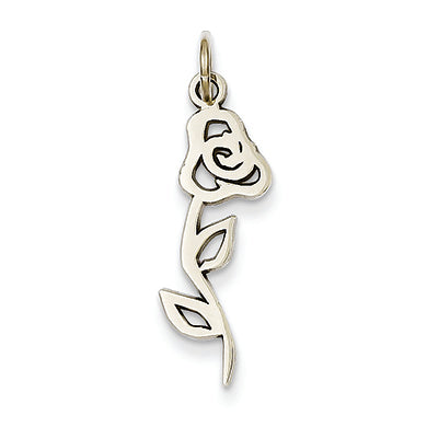 14K White Gold Rose Charm