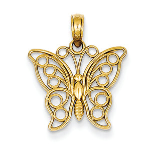 14K Gold Cut-out Butterfly Large Pendant
