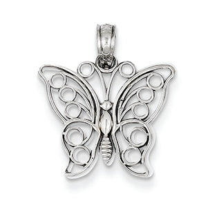 14K White Gold Cut-Out Butterfly Pendant