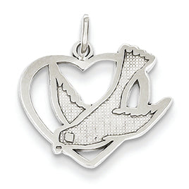 14K White Gold Peace Bird Charm