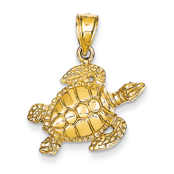 14K Gold Sea Turtle Pendant