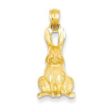 14K Gold Diamond-cut Rabbit Pendant