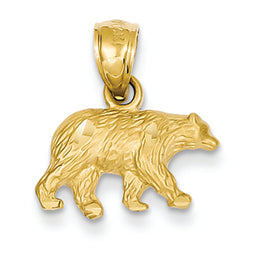 14K Gold Diamond-cut Bear Pendant