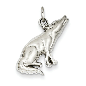 14K White Gold Wolf Charm