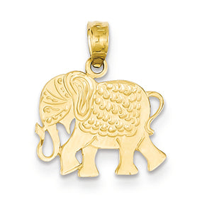 14K Gold Textured Elephant Pendant