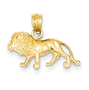 14K Gold Diamond-cut Lion Pendant