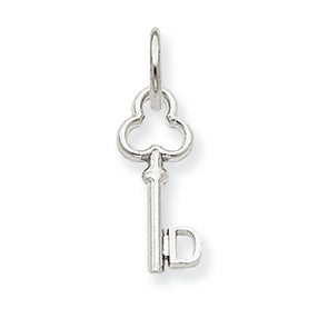 14K White Gold D Key Charm
