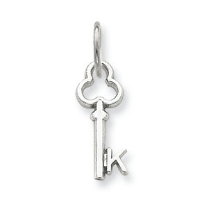14K White Gold K Key Charm