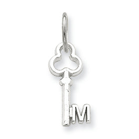 14K White Gold M Key Charm