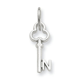 14K White Gold N Key Charm