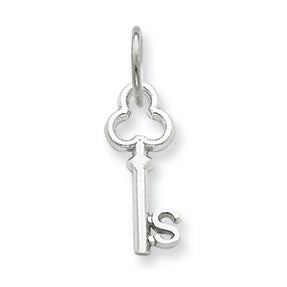 14K White Gold S Key Charm