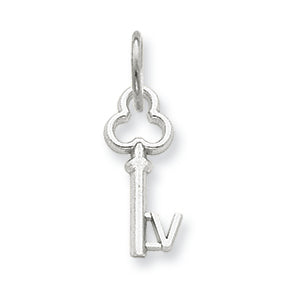 14K White Gold V Key Charm