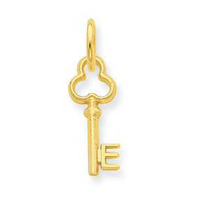 14K Gold E Key Charm