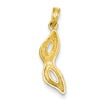 14K Gold Textured Masquerade Mask Pendant