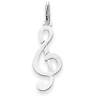 14K White Gold Polished Treble Clef Charm