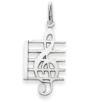 14K White Gold Music Note Charm
