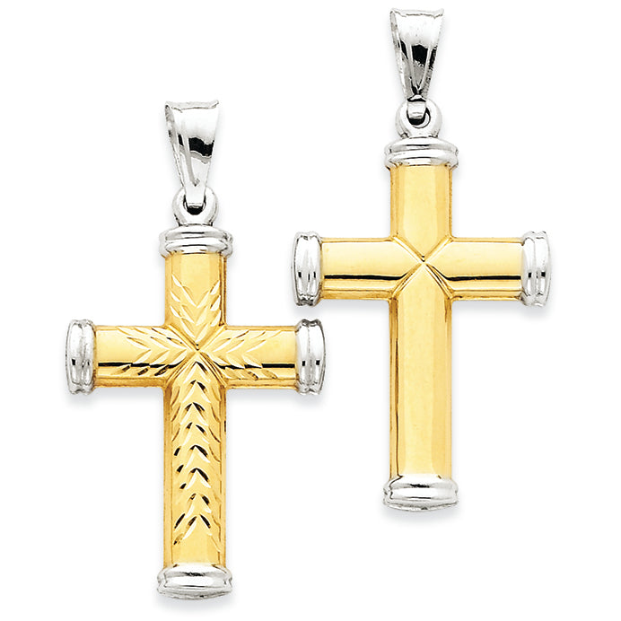 14K Gold Two-tone & Rhodium Reversible Cross