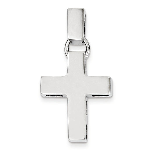 14K White Gold Modern Cross Pendant