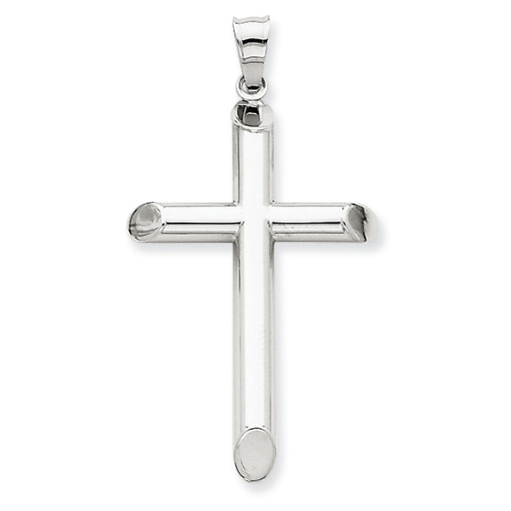 14K White Gold Polished Hollow Cross Pendant