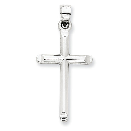 14K White Gold Hollow Cross Pendant
