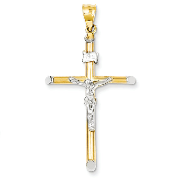 14K Gold Two-tone & Rhodium INRI Crucifix Pendant