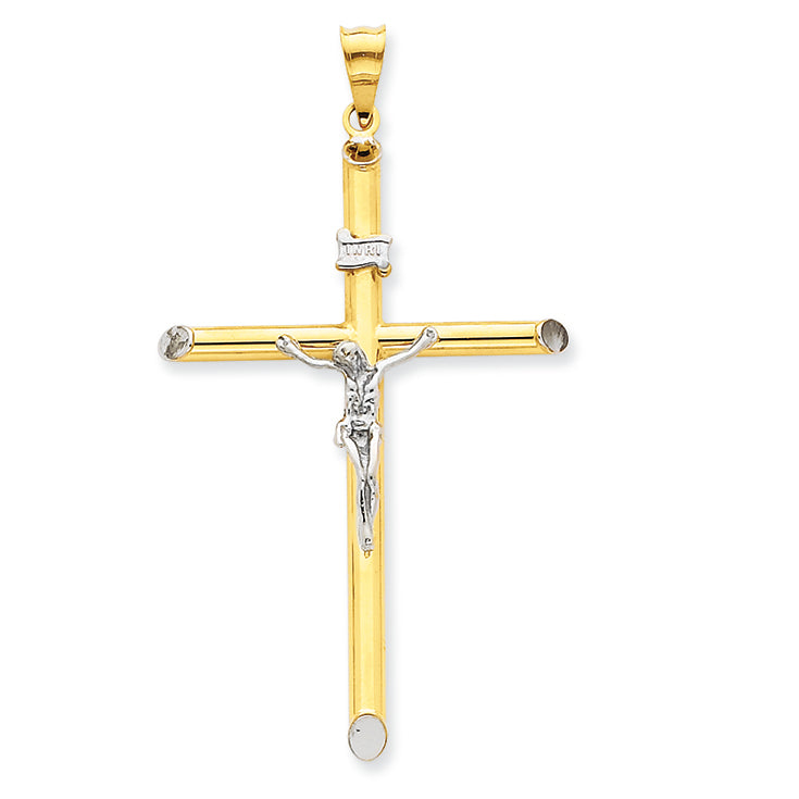 14K Gold Two-tone & Rhodium INRI Crucifix Pendant